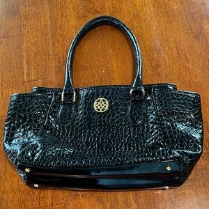 ANTONIO‎ MELANI Black Shoulder Bag with Crocodile Embossed Texture